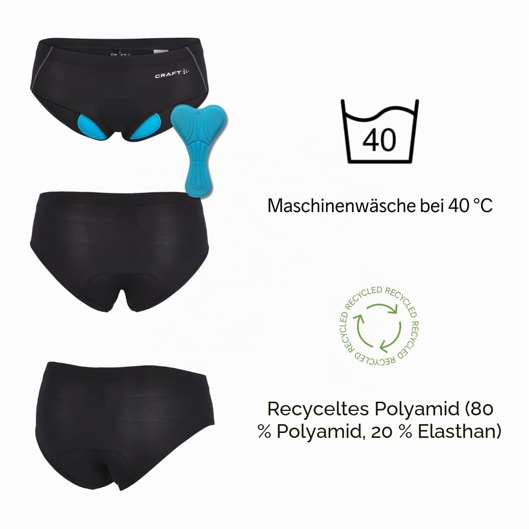 CRAFT Greatness Bike Hipster W, Radunterhose Damen Gepolstert, Damen Radsport Unterwäsche, Atmungsaktiv Radlerhose (Gr. XS-3XL)