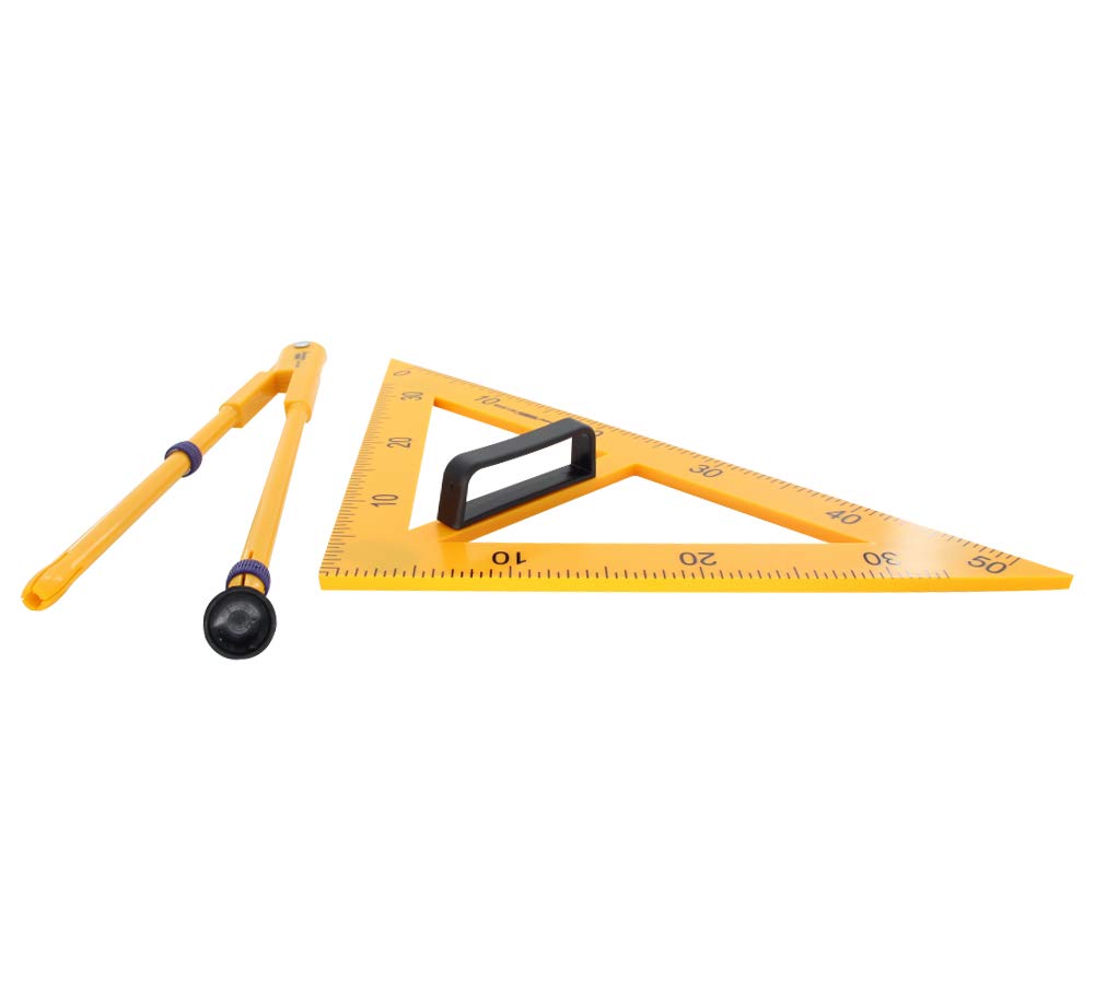 Bettomshin Magnetisches Whiteboard-Set für Klassenzimmer, Geometrie, 4-teiliges Set, enthält Kompass, 2 Dreiecke und Lineal, 1 Stück