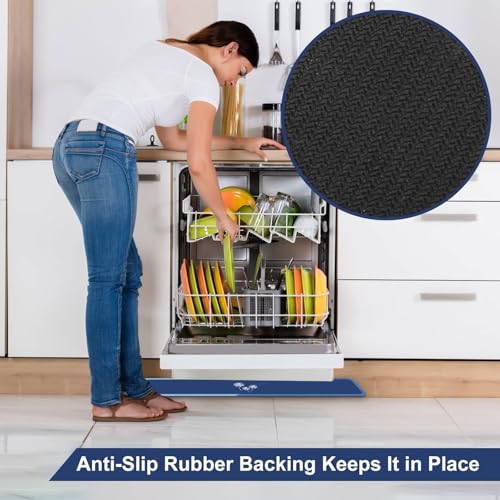 Image of Fridge Mat - 9.1 inch x 38.6 inchRefrigerator Mats with Water Absorbent, Leak-Proof Rubber Backing, Easy to Clean, Bohemian Design, Protect Floors from Spills (Dandelio)