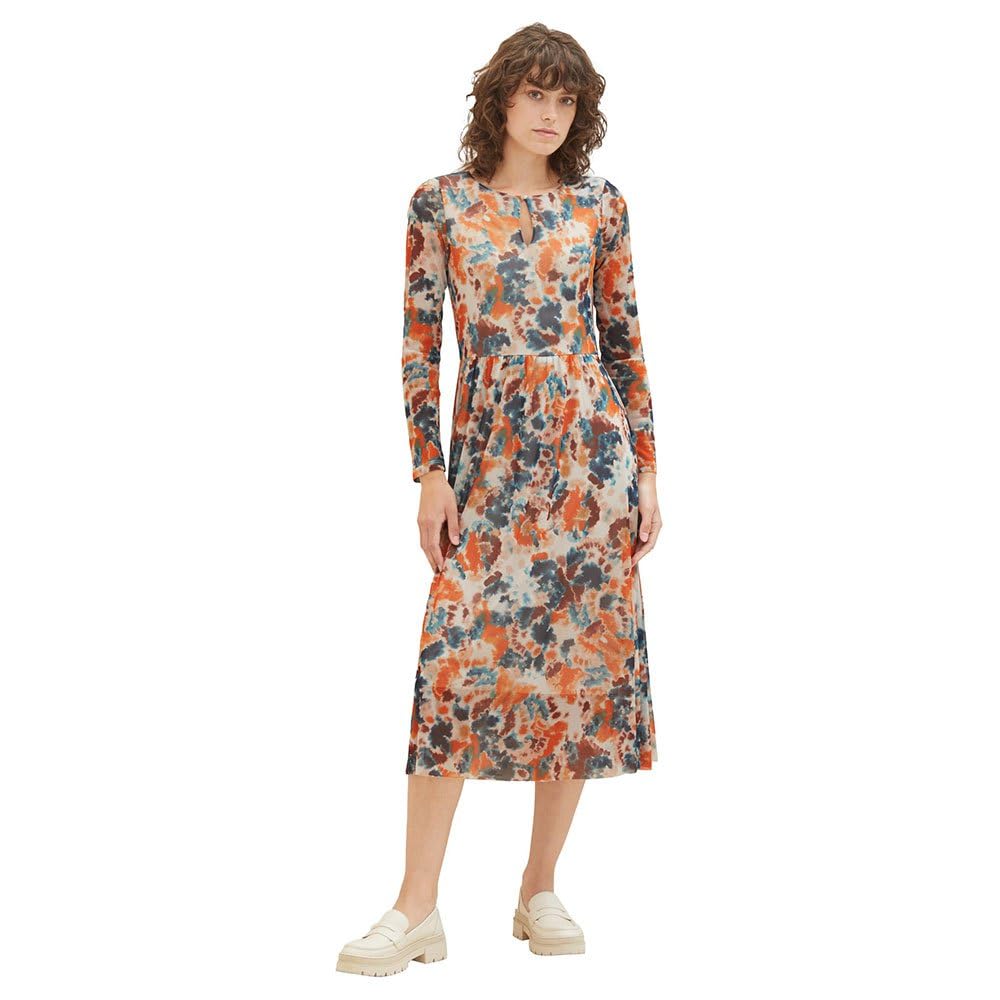 TOM TAILOR Sukienka damska, 32367 - Grey Orange Tie Dye Floral, 38