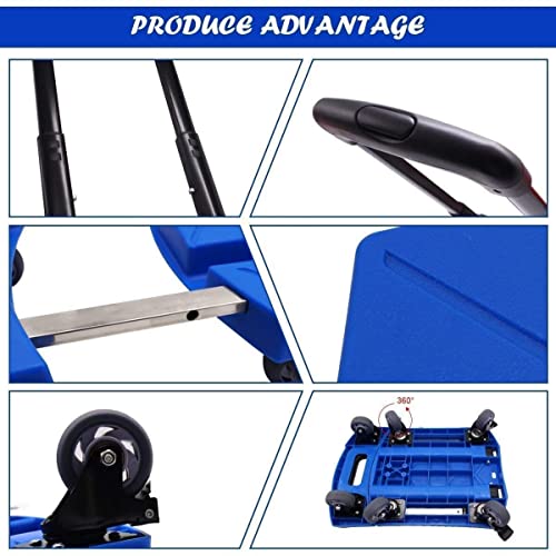 Image of Folding Stair Climbing Shopping Cart Trolley Home 4 Wheels Stair Climber Gift Wheel Roller Foldable Stainless Steel Travel Trolley Handheld Market (Folding Hand Truck (Platform Trolley))