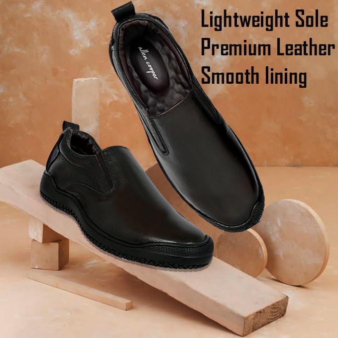 Image of Allen Cooper Shoes Genuine Original Leather Casual /Formal Lace-up Shoes (Color Options- Black /Brown, Sizes- 6,7,8,9,10)