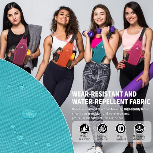 Peicees Pack of 2 Small Sling Bag with 2 Bottle Holders, Sling Backpack Crossbody Bag Chest Daypack for Daily Use Travel, Bottle Not Included, Orange and Black2