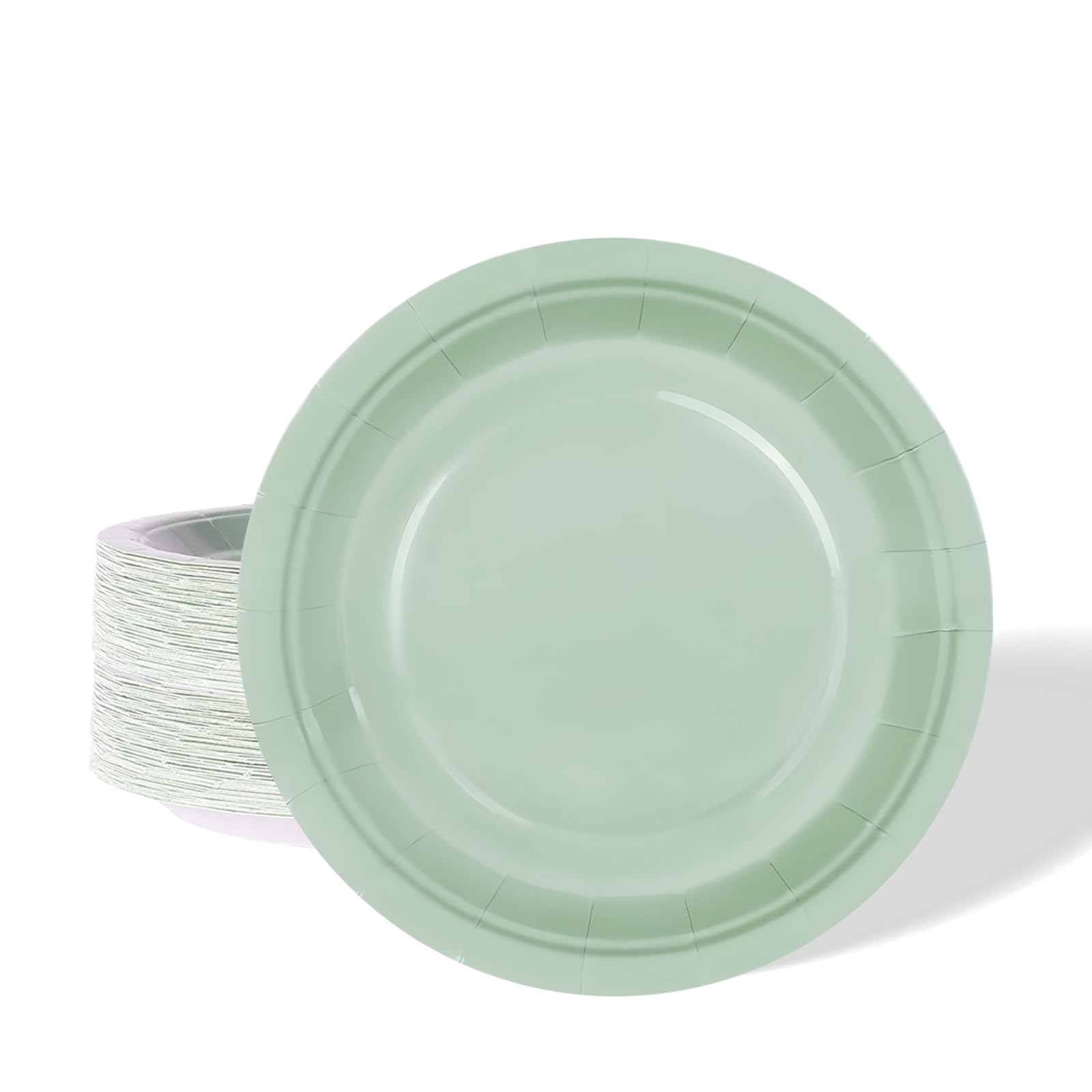 32pcs Sage Green Paper Plates,9 inch Sage Green Paper Plate Tableware Party Plate Solid Colour Round Dinner Plates for Birthday,Wedding,Picnic, BBQ,Bar,Restaurant and Party Supplies Table Decoration