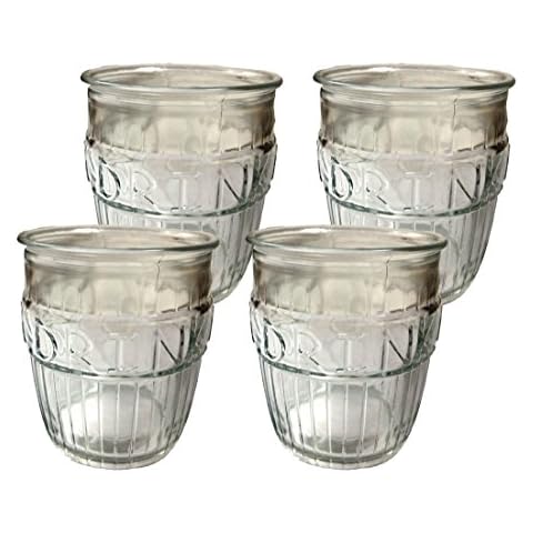 Set of 4 Circleware Clear Glass 14 oz Embossed Drink Glasses (Set of 4) Cover