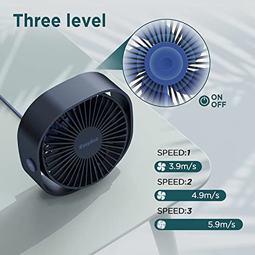 Easyacc Usb Desk Fan, 3 Speeds Usb Fan [Lower Noise Usb Powered Only&Powerful Desk Fan] Usb Portable Powered Fan, 360°Rotatable Personal Desktop Table Fan Travel Fan For Desk Home Bedroom Office, Blue #TOP2