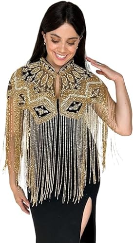 Shawl Wraps Sequin Beaded Evening Cape Bridal Art Deco Embroidered