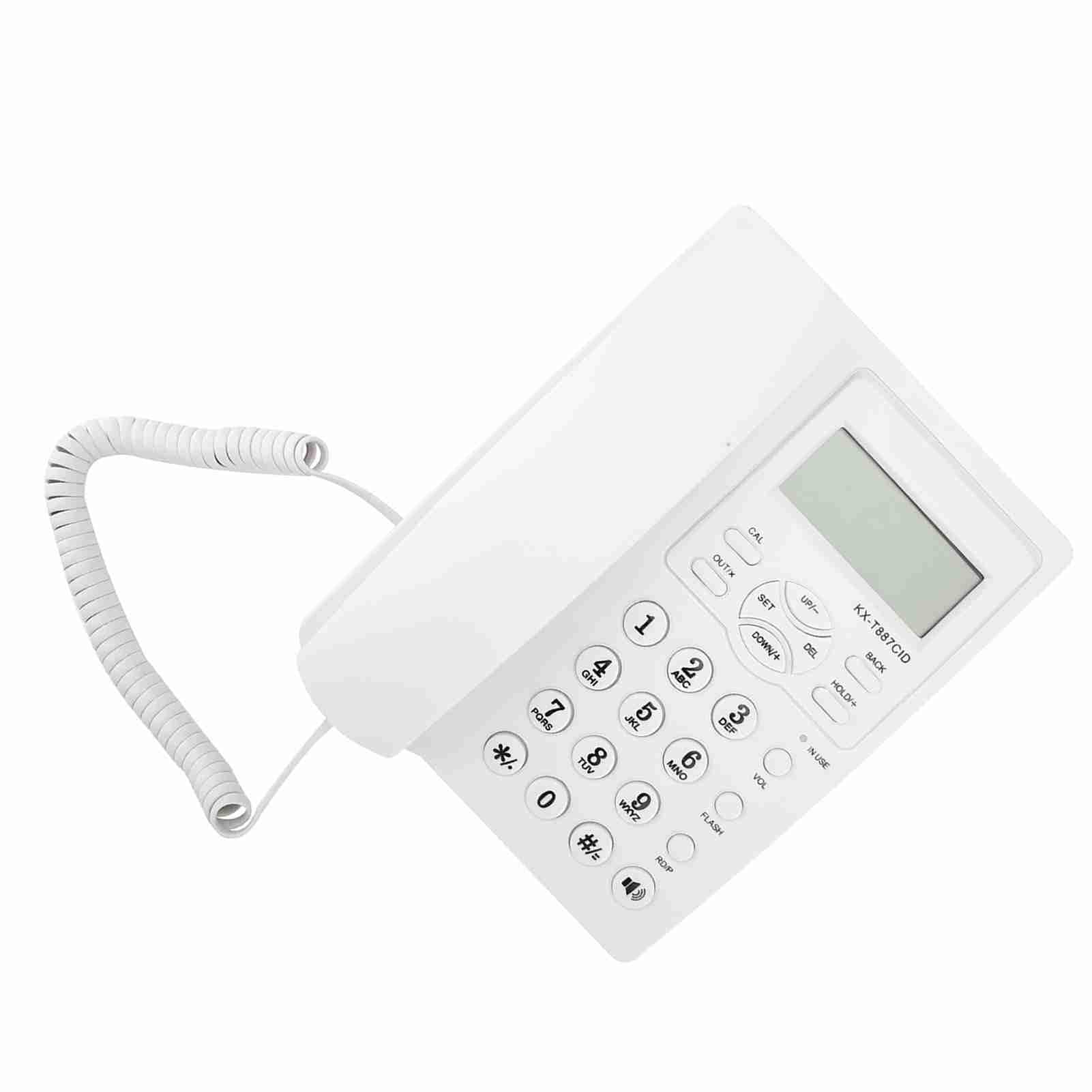 Telefono a Cavo con Segreteria Telefonica, Telefono Audio con Listener di Altoparlanti Allarme 3 Gruppi per Case per Uffici (WHITE)