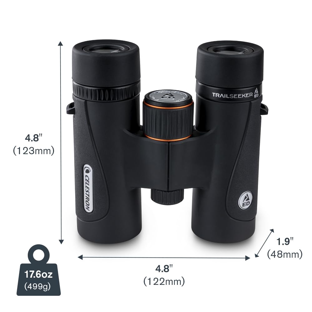 Celestron 71401 TrailSeeker Ed 8 x 32 Roof Prism Binocular, Fully Broadband Multi-Coated Lens, BaK-4 Prism Glass - Black