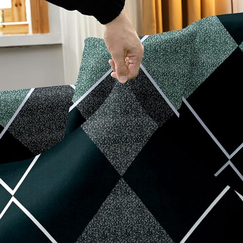 Image of Amazon Brand - Solimo L-Shaped Sofa Printed Slipcover | 2 Pieces Elastic Sofa Cover | High Density Stretch Fabric | Universal Fit (Silver)