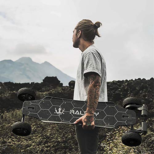RALDEY V2 Carbon Fiber Off-Road Skateboard Electric Skateboard All Terrain Longboards with Remote 28MPH Top Speed 3000W Dual Belt Motor 19 Miles Range Suitable for Adults Teens