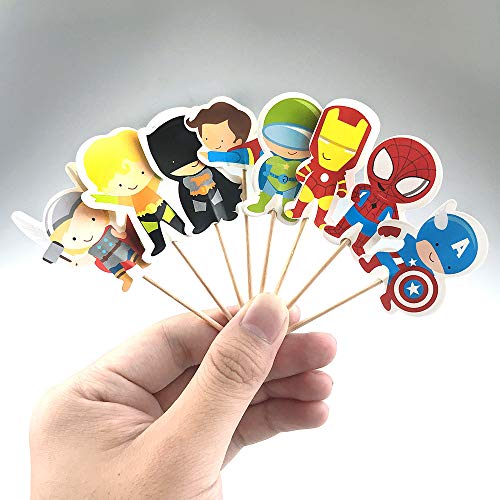 24 PC Cartoon Superhero Avengers Cupcake Topper for Kids Birthday Party Cake Decoration Supplies Super Heroes Cupcake Toppers/Avengers Cupcake Toppers/Super Heroes Party Supplies/Superheroes Inspired