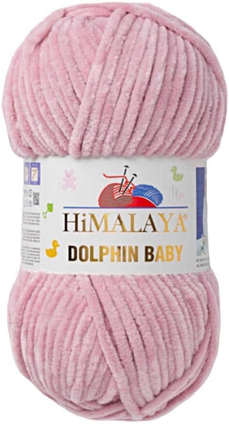 Himalaya Dolphin Baby Yarn Each Skein 100gr 120m Super Bulky Yarn for Knitting&Crocheting Ideal for Cardigans Shawls Blankets Hats and Home Textiles (1, 80349 Dry Pink) — image 1
