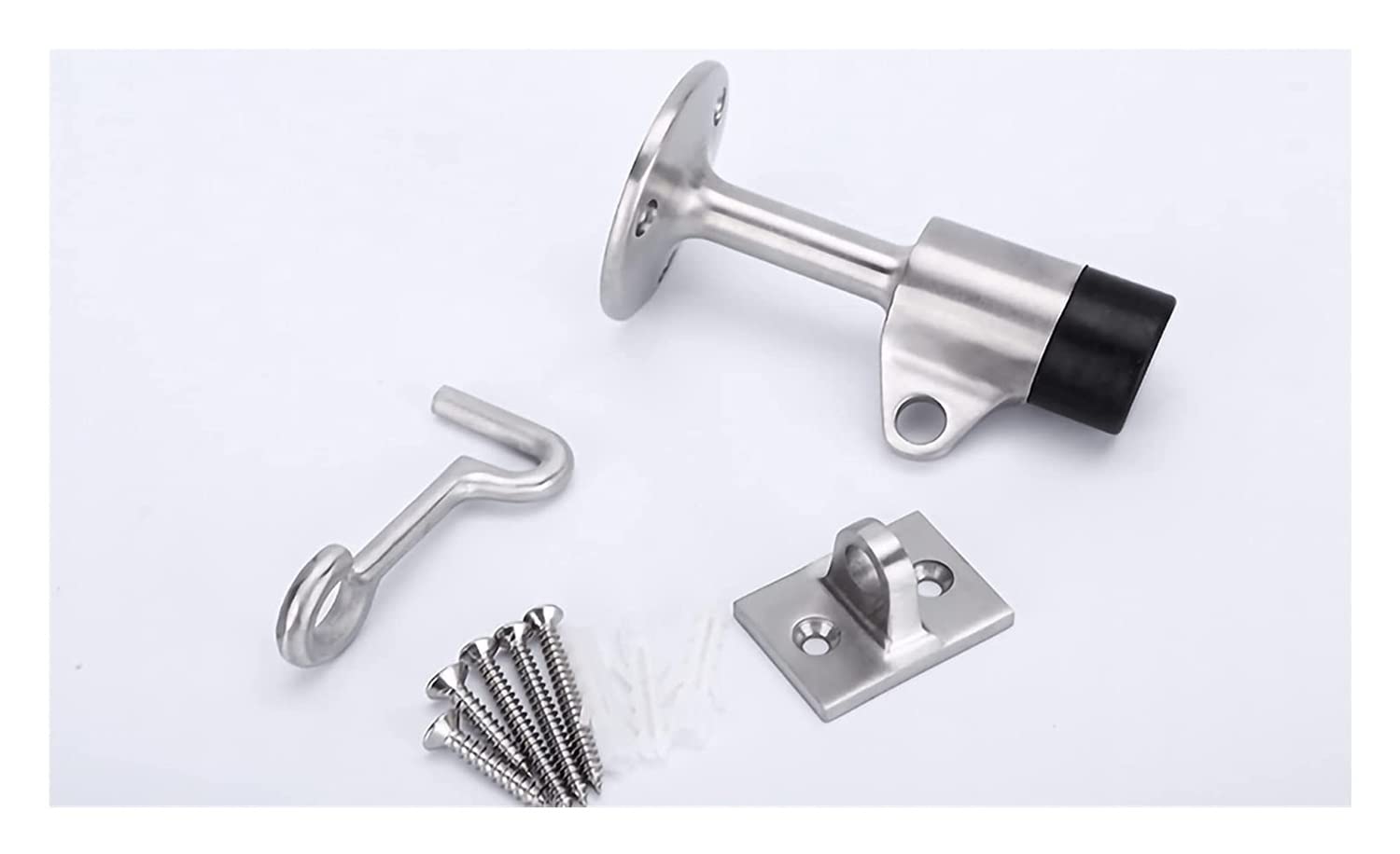 Tope de Puerta， Tope de Puerta Tope de Puerta de Acero Inoxidable 304 con Gancho, Topes de Puerta de Seguridad contemporáneos con Parachoques de Goma Que amortigua el Sonido,