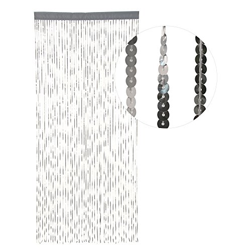 HAB & GUT -DV0131A- Cortina para Puertas con Lentejuelas Color Plata, 90 cm x 200 cm Cover