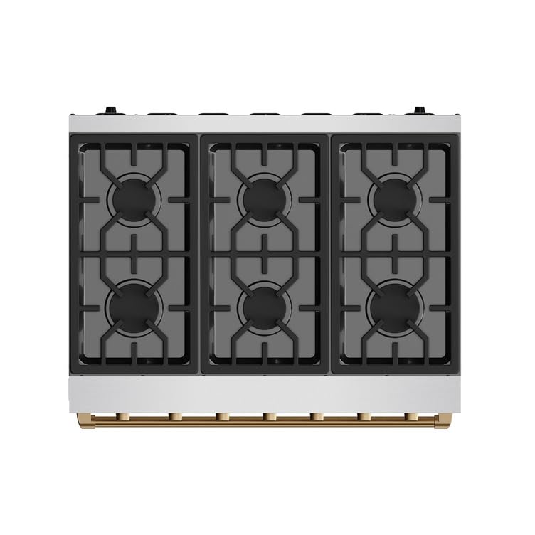 Image of Gordon Ramsay by THOR Kitchen 36-Inch Professional LP Range with Precision Knob Control in Stainless Steel and Bronze