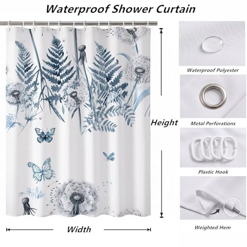 Rideau de douche polyester lavable 130x170cm accessoire baignoire