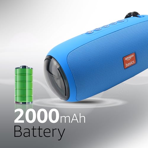 Image of (Refurbished) Amazon Basics B10 10W RMS Bluetooth Speaker with 2000 mAh Battery | Up to 8 hrs of playback | RGB | Bluetooth 5.3, AUX in, USB & Micro SD Card Connectivity | Type-C Charging (Blue)