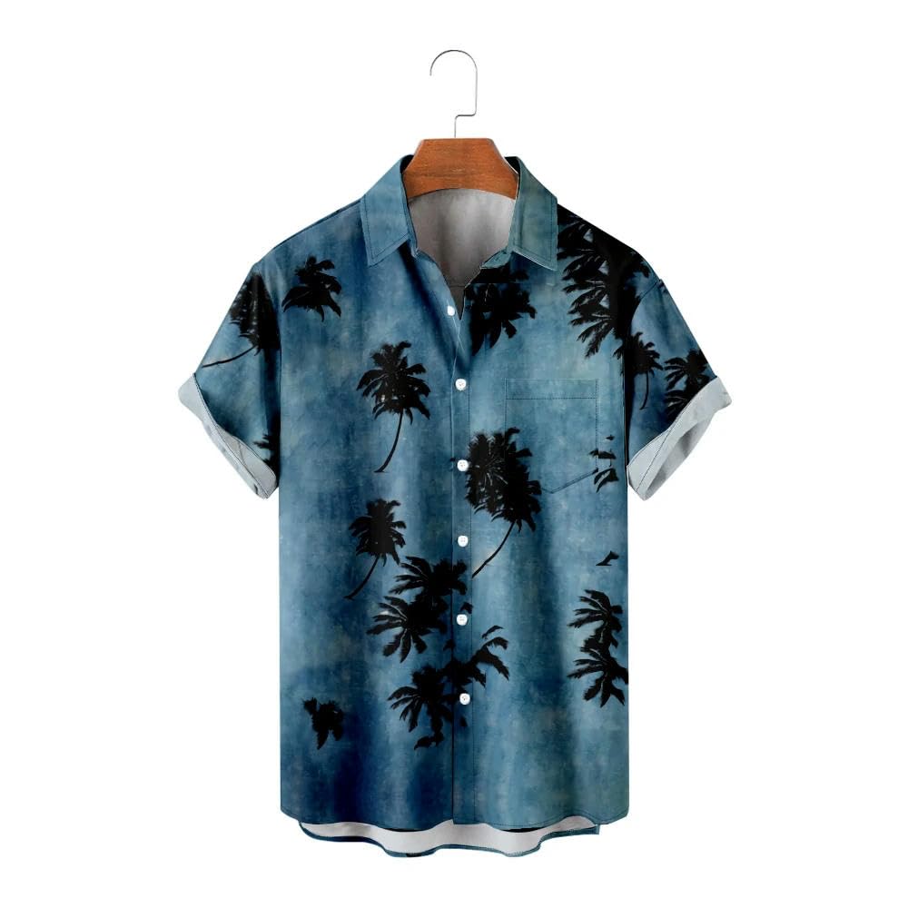 Hawaii Camisa Hawaiian Coconut Tree Patch Camisa de manga corta Cool Summer Top
