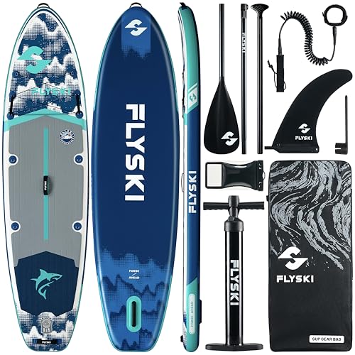 Flyski 11'x34 Ultra Wide Paddle Board, Inflatable Paddle Board&420lb Capacity for All Skill...