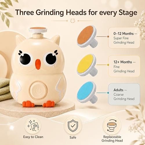 Image of Uonibaby by StarAndDaisy Baby Nail Trimmer, Baby Nail Cutter New Born 0-12 Months with 3 Filer Adjustment Electric Baby Nail Cutter, Safe Grooming /Nail Kit for Infant & Toddler - (Owl Assort)