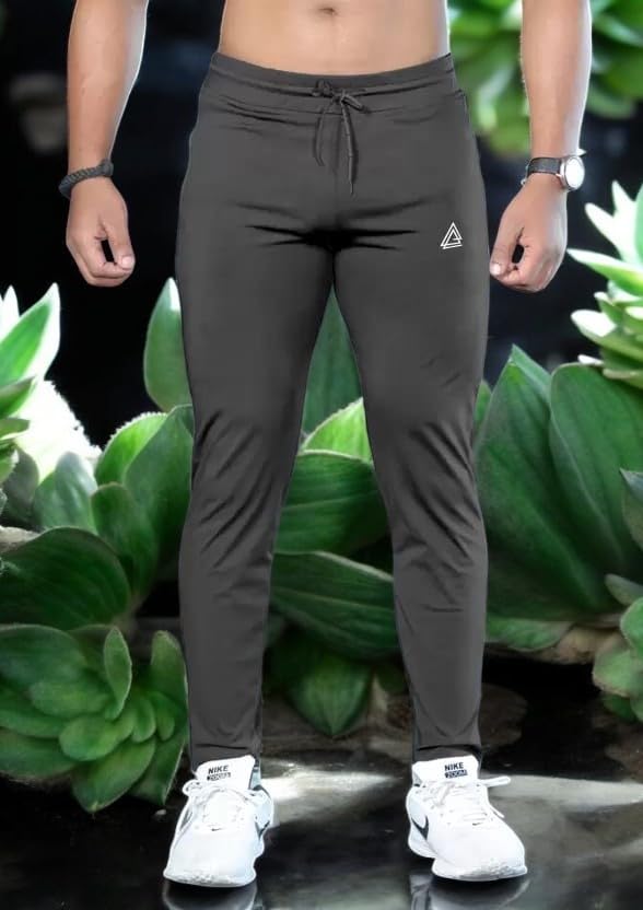 Image of Men's Athletic Track Pants, Pack of 3, Black Navy Grey, Drawstring Waist, Slim Fit