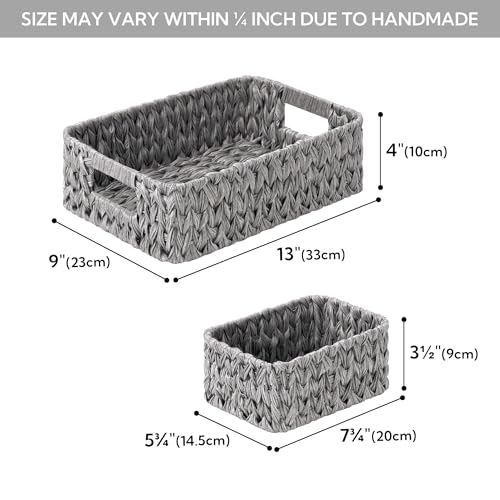 GRANNY SAYS Wicker Storage Baskets, Pack of 1 Large Woven Storage Box and 2 Small Wicker Baskets Waterproof, Bathroom Counter Organisers, Toilet Basket Tank Topper, Grey - Cosy Home Interiors GRANNY SAYS Wicker Storage Baskets, Pack of 1 Large Woven Storage Box and 2 Small Wicker Baskets Waterproof, Bathroom Counter Organisers, Toilet Basket Tank Topper, Grey - Image 4