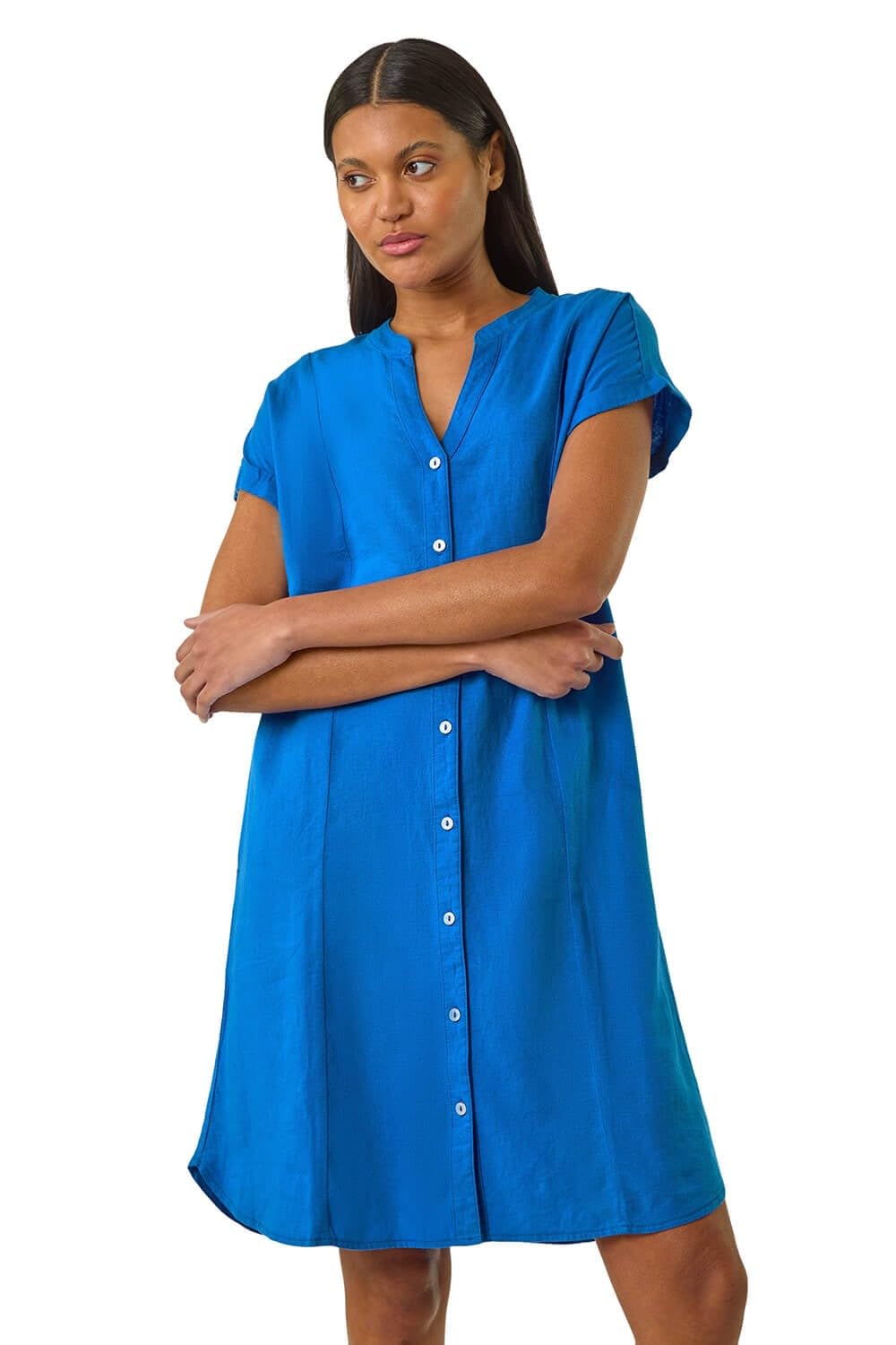 Roman - Women's Dress - Linen - Royal - Size 20