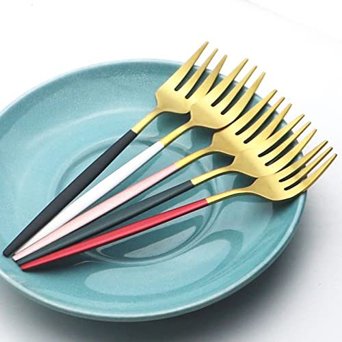 Juego de cubiertos de acero inoxidable, juego de 6 tenedores de té para frutas, ensaladas y postres, cubiertos duraderos para uso en la cocina
