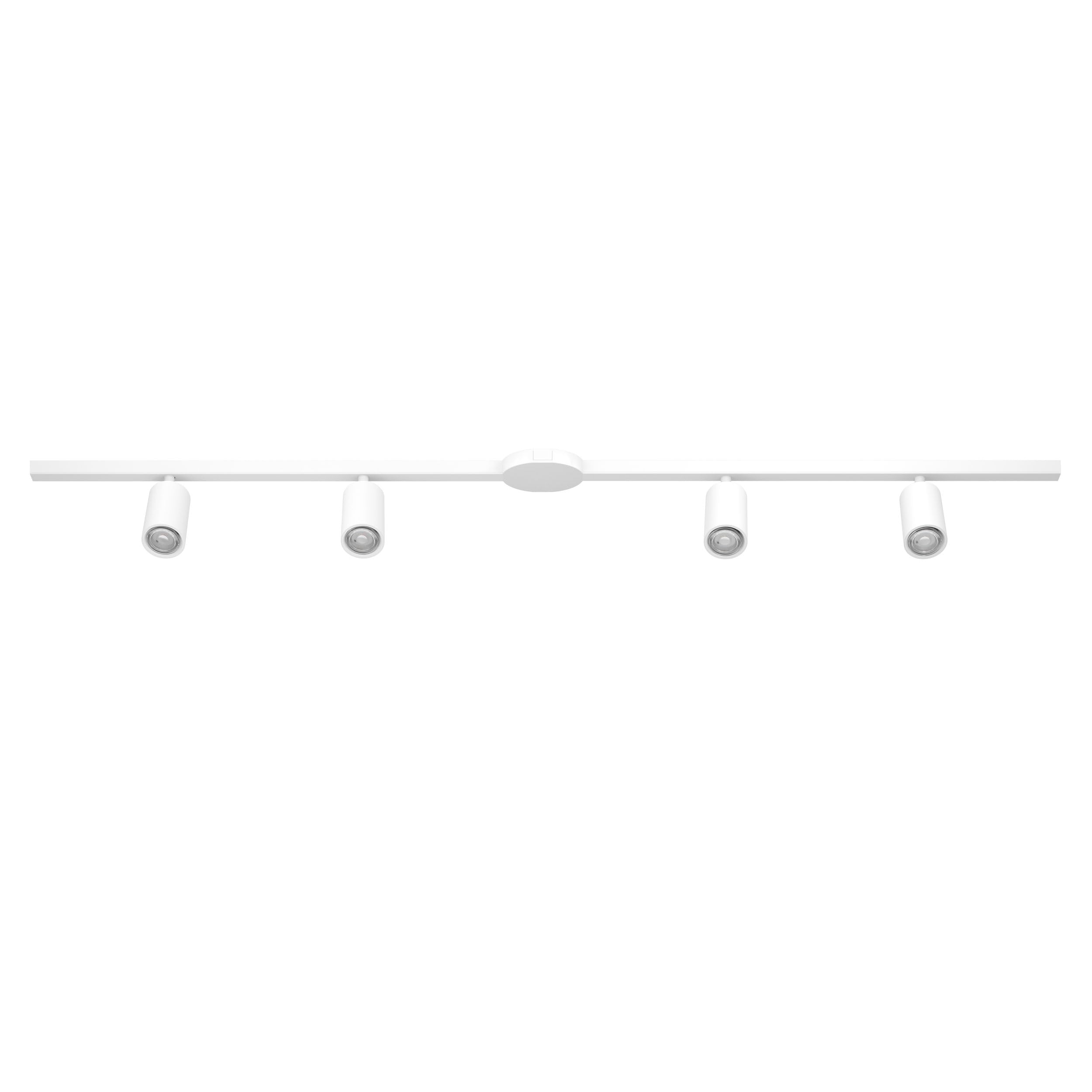 Eglo Rail de spot Easy Track, kit extensible de 3 spots de plafond orientables, plafonnier barre modulable, rampe cuisine bureau, aluminium et plastique blanc, douille GU10, 102 cm