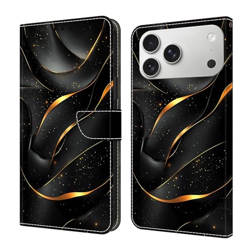 Étui iPhone Air ruban doré en cuir premium et clapet portefeuille magnétique rigide