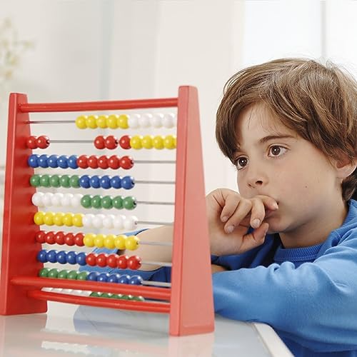 Grundschule Rechenschieber Abakus,Rechenschieber Rechenrahmen Kinder,Rechenschieber Grundschule,Holz Rechenschieber,Grundschule Abakus mit 100 Zählstäbchen, für Kinder ab 3 Jahren, Lernspielzeug