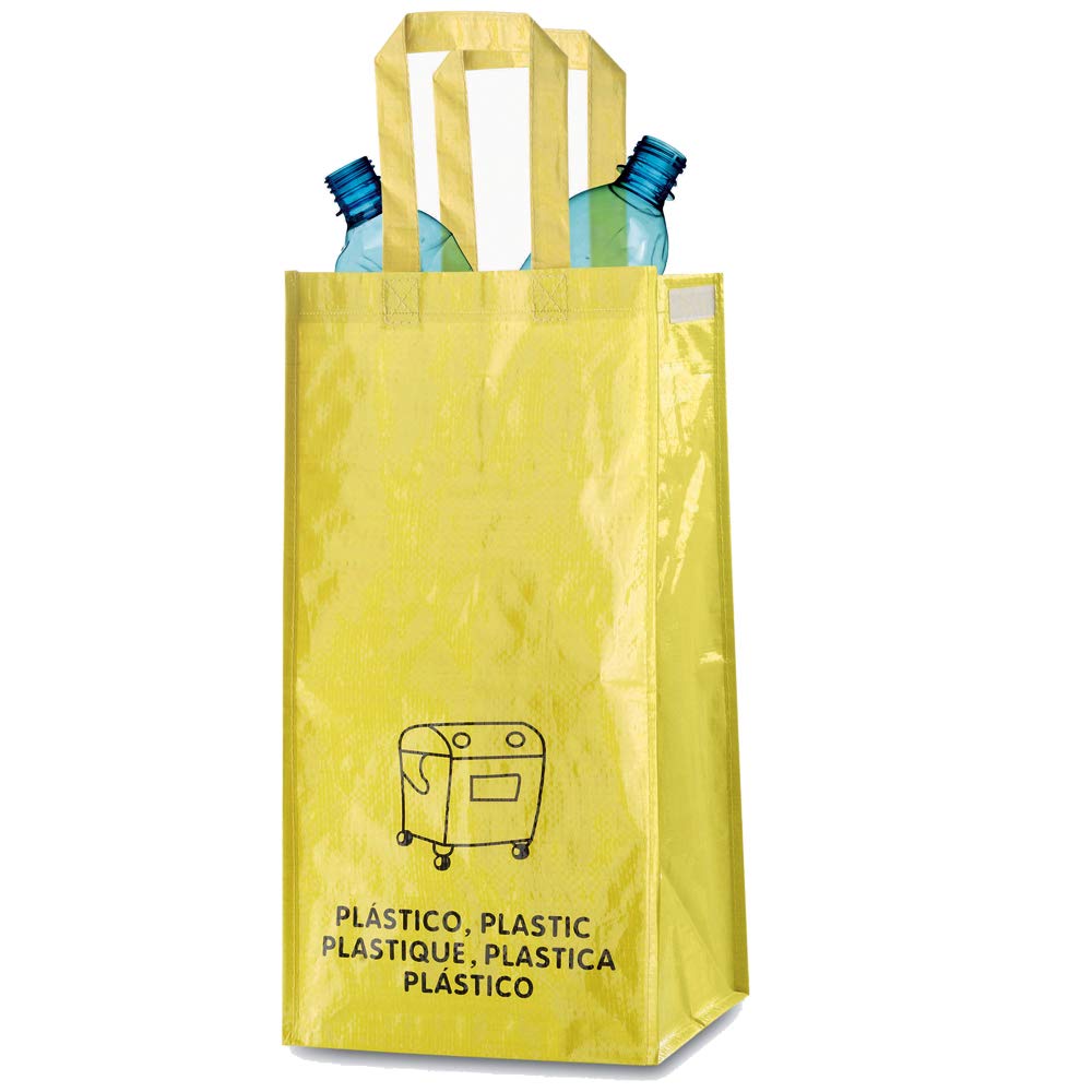 3 Sacs Recyclage Réutilisables - Tri Sélectif Verre/Plastique/Papier - 23x45x23cm - Velcro Et Poignées
