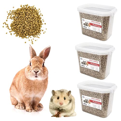 Kalinou Litière Végétale pour Lapin et Rongeur | 3 x 8 litres | Ecologique, Ecologique, Légère | sans additif sans Poussière Cover