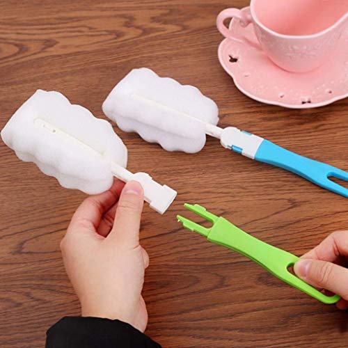 Image of Easy Bottle Glass Cup Soft Sponge Cleaning Brush Kitchen Washing Scrubber Tool Green