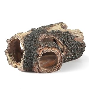 Aquarium Wood Fish Tank Decorations，Resin Fake Logs Terrarium DÉCor, Reptile Hide Aquarium Hideout for Fish Cave, Small Turtles, to 20 Gallon Tank