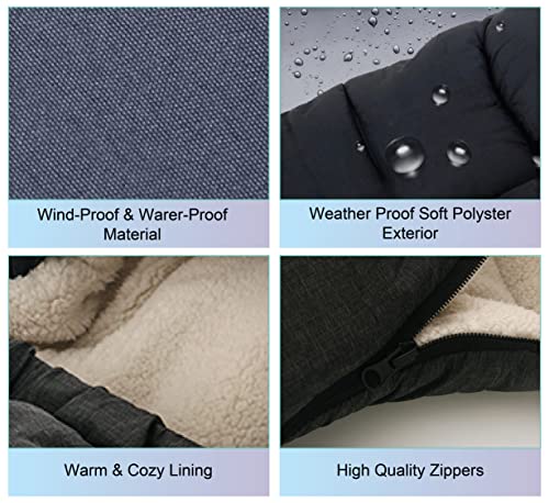 Image of Wind & Waterproof Sleeping Bag /Footmuff for Baby, Toddler, 6-36 Months (Blue) with Woolen Sherpa Backing, Anti Slip Design, Safety Keyhole | Winter