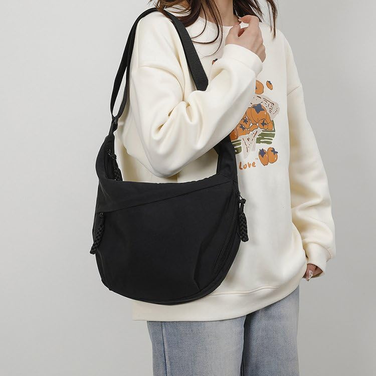 Image of Nylon Crescent Crossbody Bag for Women Shoulder Tote Handbag Casual Sling Bag Dumpling Purse Bag for Outdoor Travel