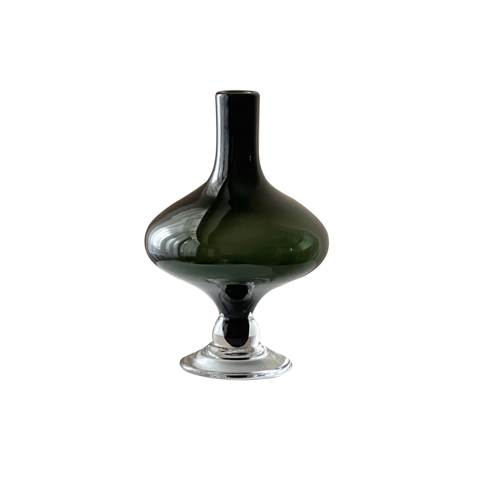 Nzzkoides Green Glass Vase, Unique Decorative Vase With Base, Ornament For Centerpieces, Dining Table, Bar, Hotel, Holiday Party(Size:15 * 15 * 24Cm,Color:green)