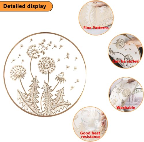 Image of Dakshya Industries Dining Table Mats Round PVC Set | 6 Waterproof Placemats (38 x 38 cm) + 1 Table Runner (91 x 33 cm) | Heat Resistant, Kitchen Decor (Silvora)