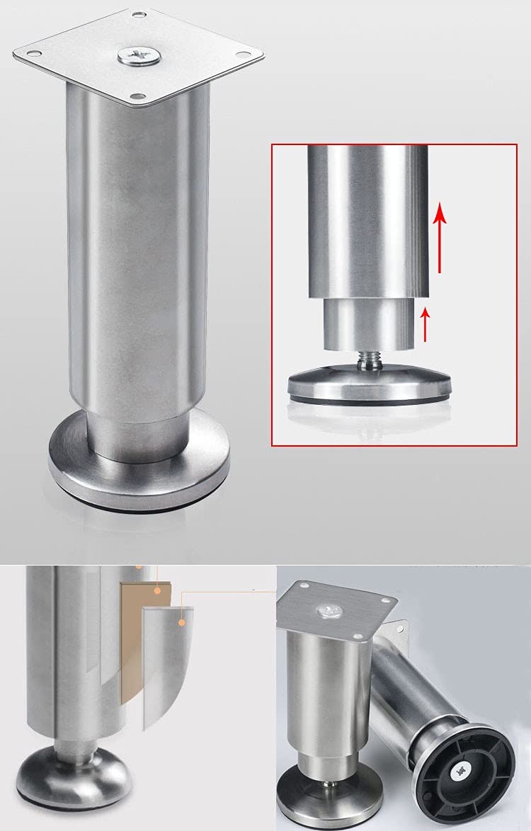 4 piedini regolabili moderni in acciaio inox per mobili, resistenti, per tavolino/armadio/divano, gambe di supporto per tavolino da caffè/mobile TV (dimensioni: 400 mm)