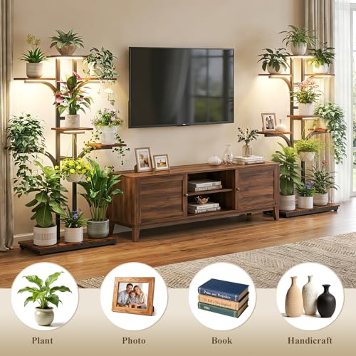 Image of ikkle Plant Stand Indoor with 4 Grow Lights & 3 Colors, 54 inch Tall 7-Tier Corner Plant Shelf for Indoor Plants Multiple, Tree-Shaped Flower Display Holder with Large Bottom Shelf for Tall Plants, Home Decor