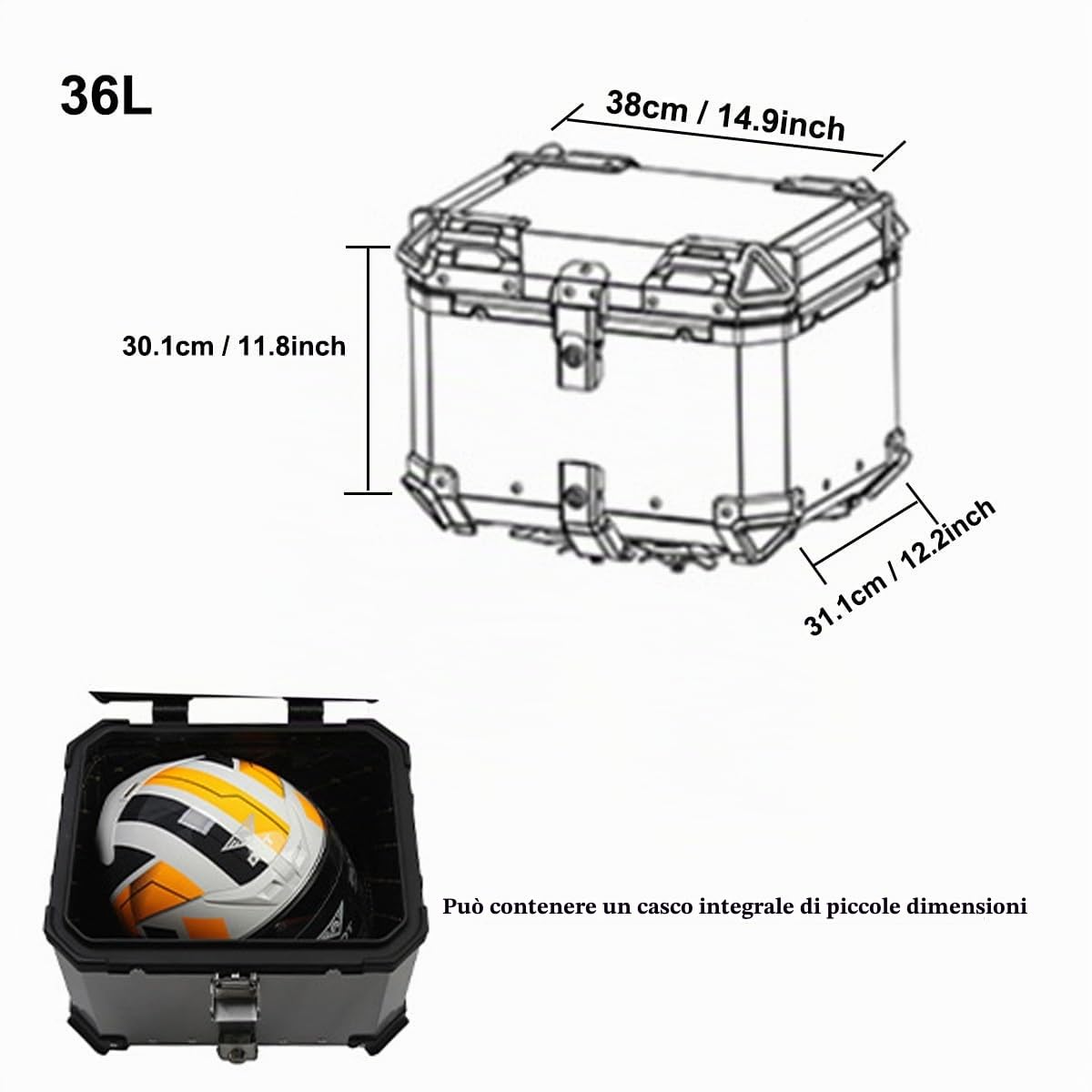 Bauletto Per Moto In Alluminio 28L 36L 45L 55L 65L 80L 100L Bauletto Posteriore Impermeabile Con Serratura Di Sicurezza