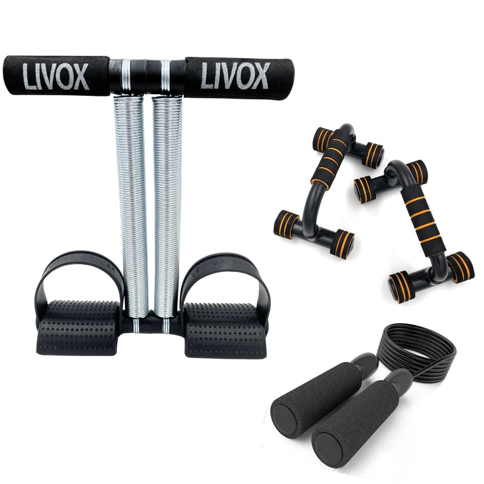 LIVOX Full Body Exercise Gym Equipment Set for Home Workout Combo Men Women Gym Kit – Tummy Trimmer, Pushup Stand, and Skipping Rope (B08ZCRSQMP) Amazon Price History, Amazon Price Tracker