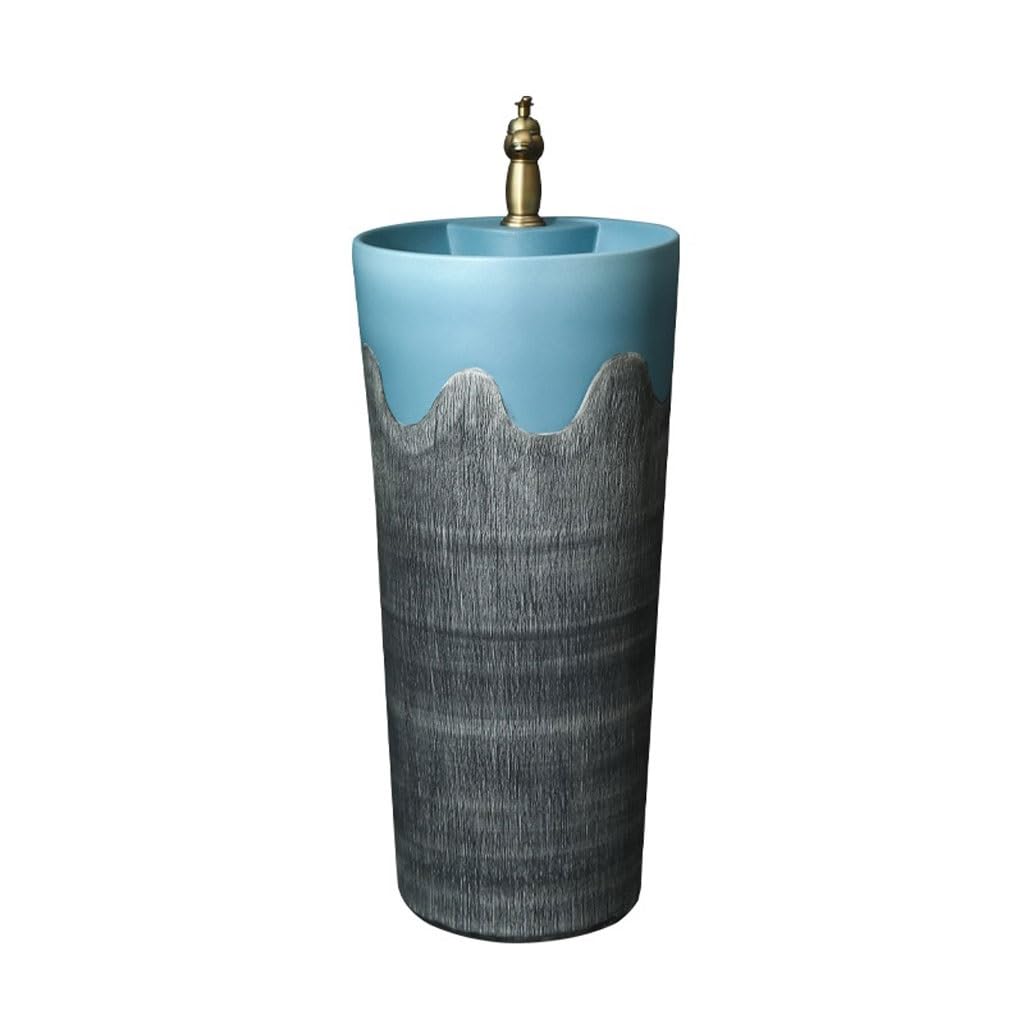 Bathroom Sink Retro Creative Ceramic One-piece Pedestal Basin Home Outdoor Wash Basin Courtyard Wash Basin Bathroom Vanity