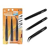 Material:Plastic LJTDE 3Pcs/Lot Anti-Static Tweezers Set Pinzas Pincet Heat-Resistant Precision ESD Tweezers For Electronic PCB Repair Tools