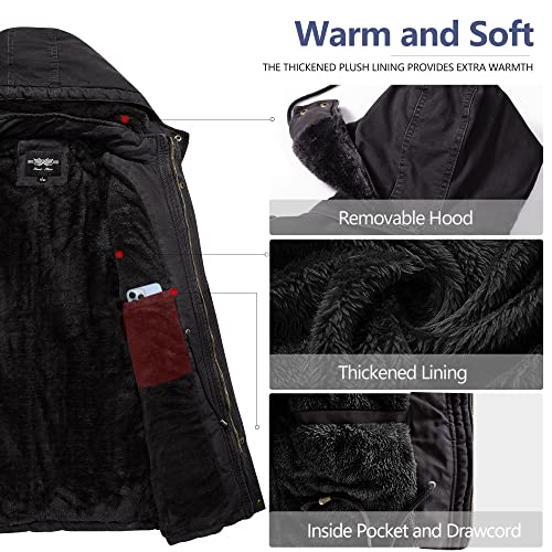 Image of Men's Winter Thicken Coat Casual Military Parka Jacket with Removable Hood