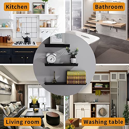 Adhesive Floating Shelves For Wall Storage, Metal Wall Shelves For Living Room, Bathroom, Kitchen, 16” Display Shelves For Collectibles(Silver, 2 Pcs) #TOP6