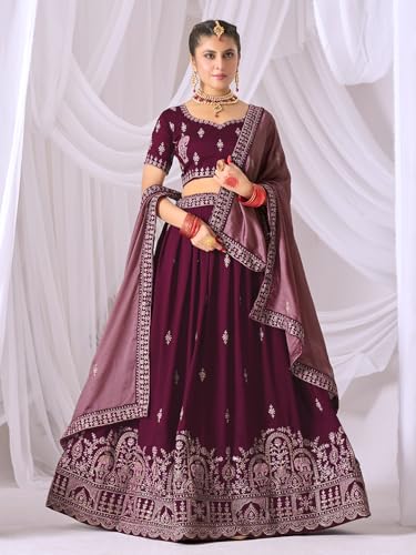 Image of Embroidery Designer Lehenga Choli Set For Women Party| latest Bridal Stylish Design Wedding Lehenga Choli For Women (Free Size)