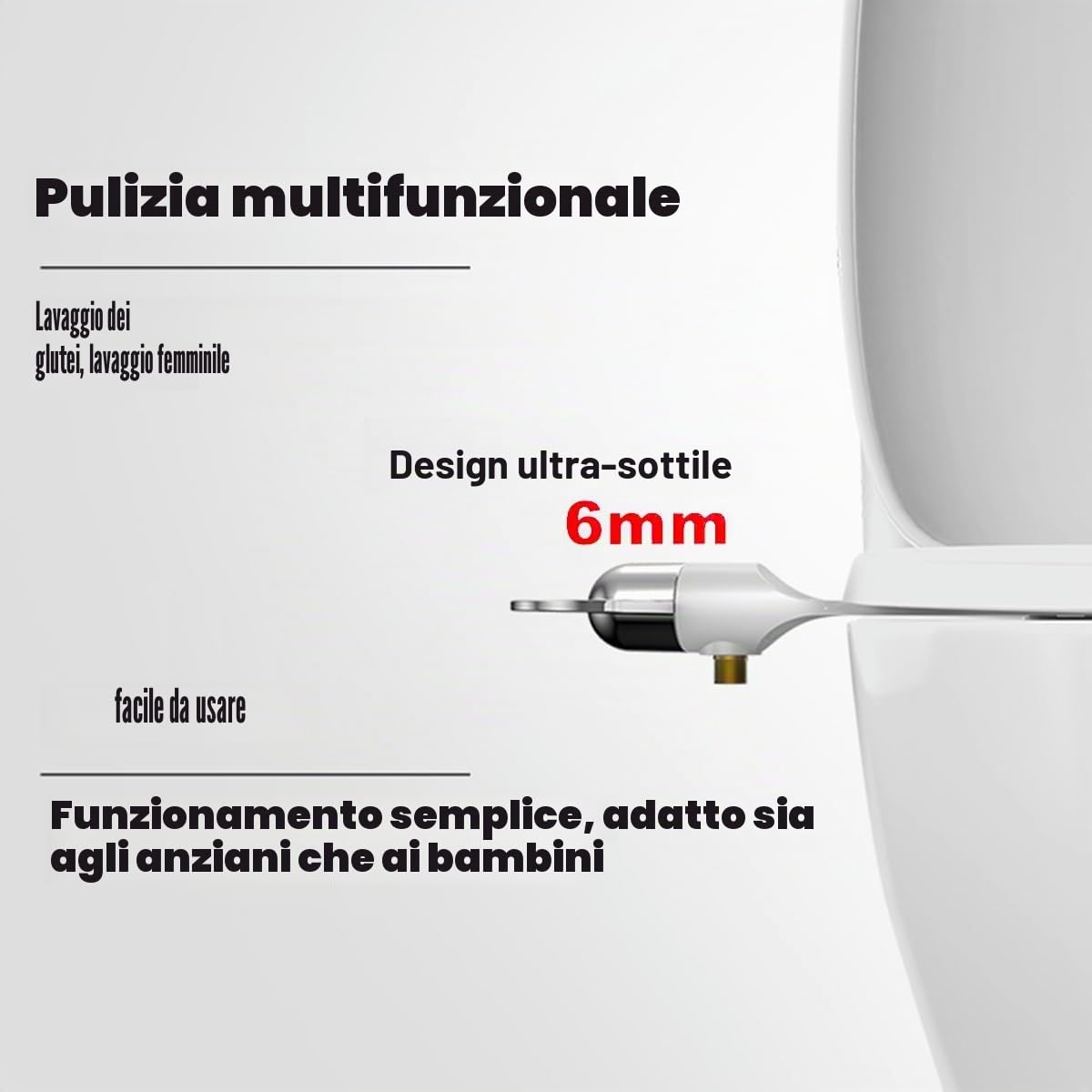 Phito Bidet for WC con Doppio ugello, Airlando Smart Toilet Flusher, Attacco for Bidet con Doppio ugello Non Elettrico for WC, Bidet for WC con Scarico Meccanico a 2 modalità(1*Single Cold)